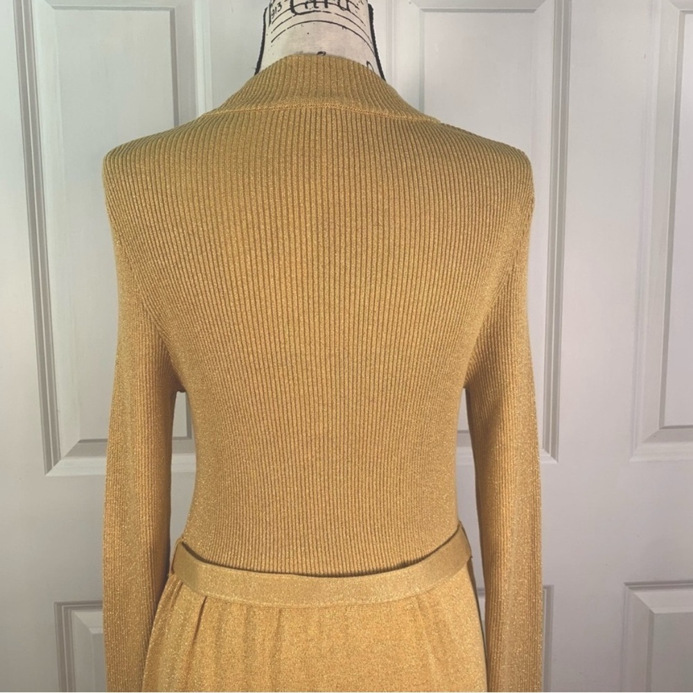 NWOT Free People Gold Ribbed Belted Mini Dress - Picture 7 of 15